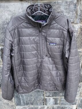 Patagonia Men's Nano Puff Quilted Pullover Jacket -  Gray Medium